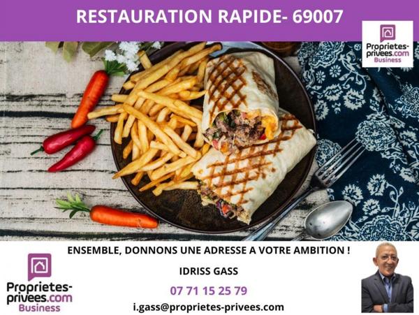 69007 LYON -  Restauration Rapide 60 couverts, Terrasse 20 places