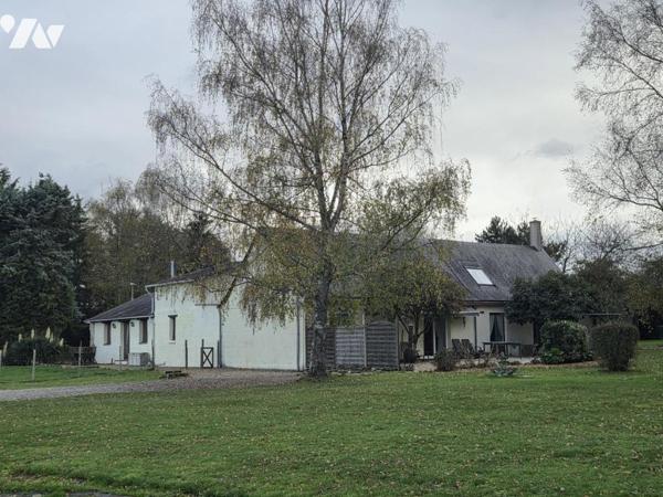 10 min de Château-Gontier. Une longère + un gîte. Terrain de 3.3ha avec plan d'eau de 12.400m².