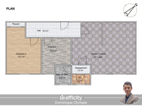 Appartement 3 pièces - 61 m²