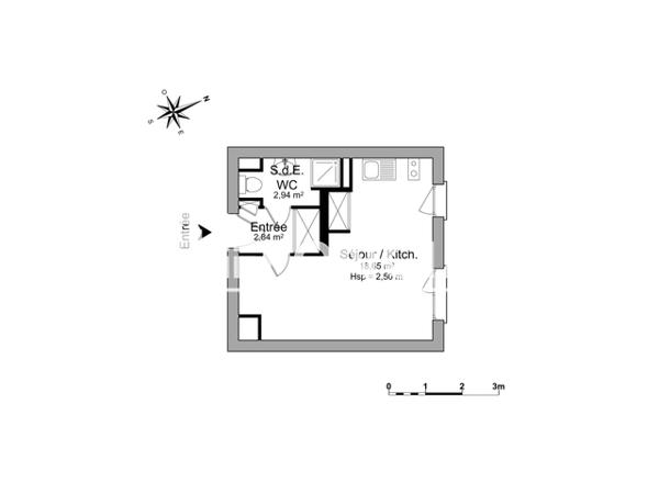 Location Studio 24.43 m² - 11 AVENUE MONTAIGNE Angers 49100
