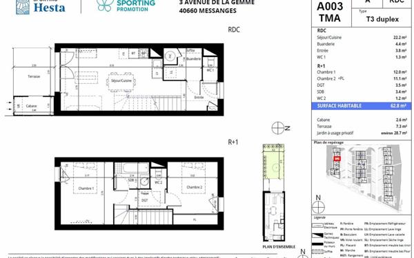 Maison à vendre    3 pièces • 62,80 m2 Messanges