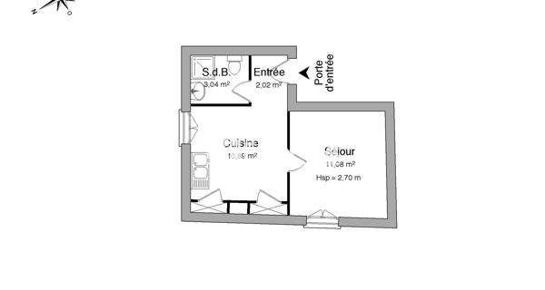 Location Appartement meublé 2 pièces 27.03 m² - Le Péage-de-roussillon 38550