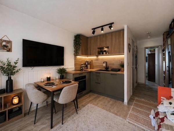 Charmant Appartement T2 De 25 m2 dans station de ski, avec vue sur la montagne et le lac Léman.