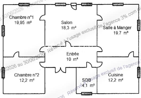 Appartement 4 pièce(s) 2 chambre(s) 96 m²