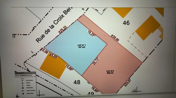 Terrain constructible 590m2 centre Neuville