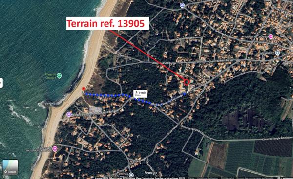 Proche plage -Terrain 452 m2 avec PC