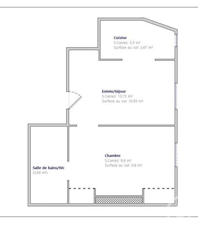 Appartement F2 à vendre  2 pièces - 27,50 m 2   PARIS  - 75013