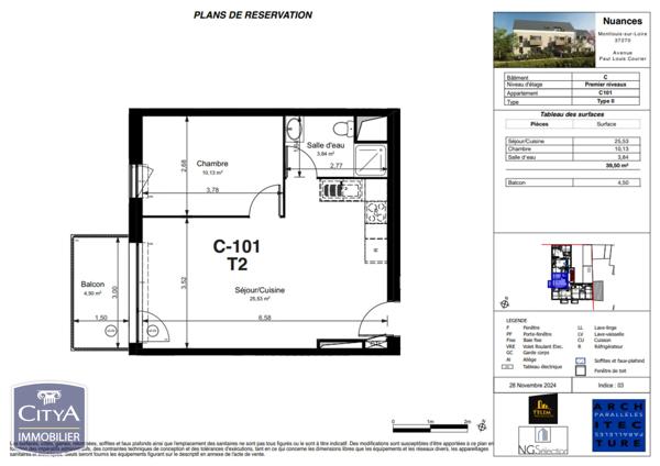 Appartement à vendre 2 pièces 39.5m² Montlouis-sur-Loire (37270)