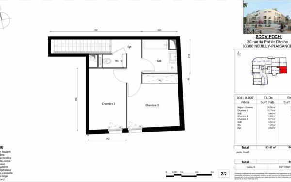 Appartement à vendre    4 pièces • 83,47 m2 Neuilly-Plaisance