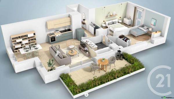 Appartement T3 à vendre  3 pièces - 62,46 m 2   PORNIC  - 44