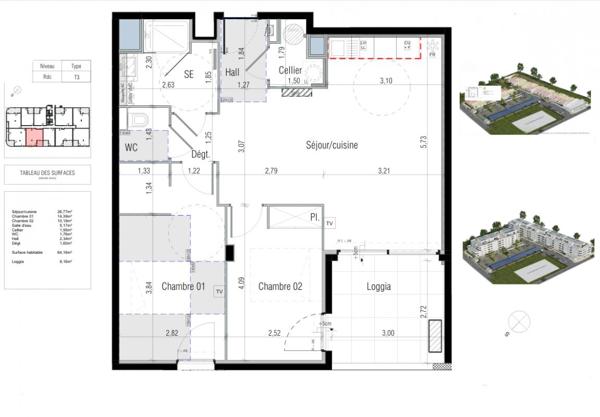 Élégant T3 de 64 m² avec loggia exposée Sud-Est ? Prestations haut de gamme dans un quartier résidentiel recherché et calme à Béziers