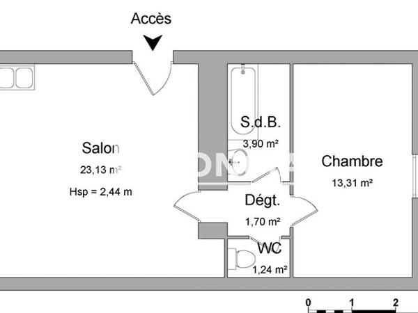 Location Appartement 2 pièces 43.28 m² - 39 RUE COTTON Roanne 42300