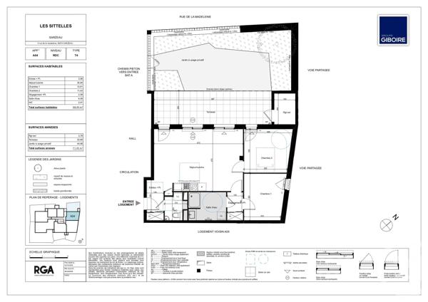 Appartement F3 à vendre  3 pièces - 68,44 m 2   SARZEAU  - 56