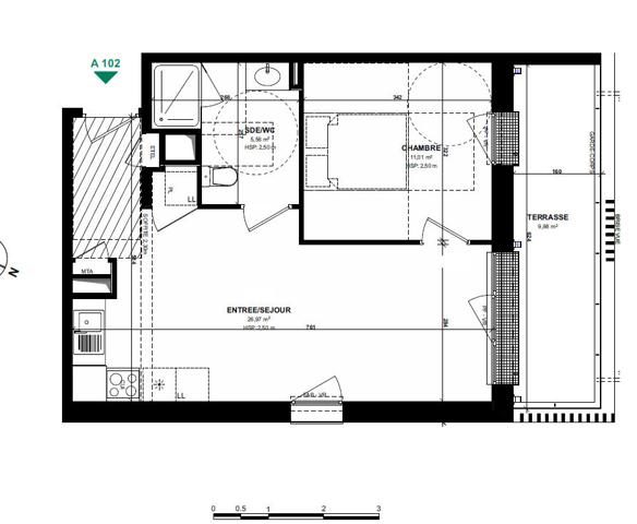 Appartement 2 pièces, Pordic Centre, Résidence Bleuenn