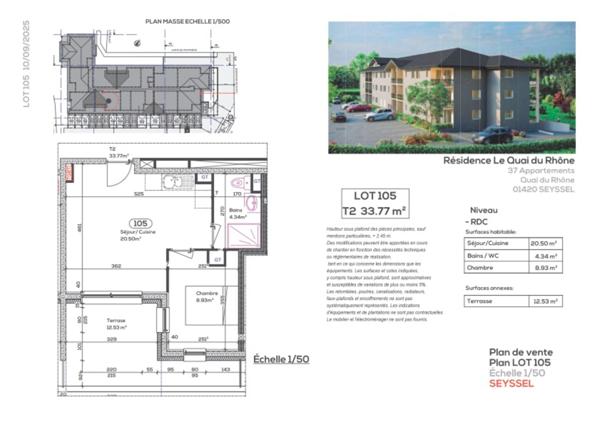 Appartement T2 au rez-de-chaussée avec terrasse à vendre à SEYSSEL (01)
