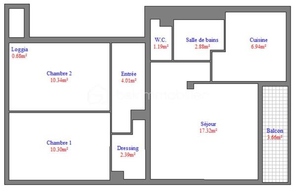 Appartement de 55,37 m²