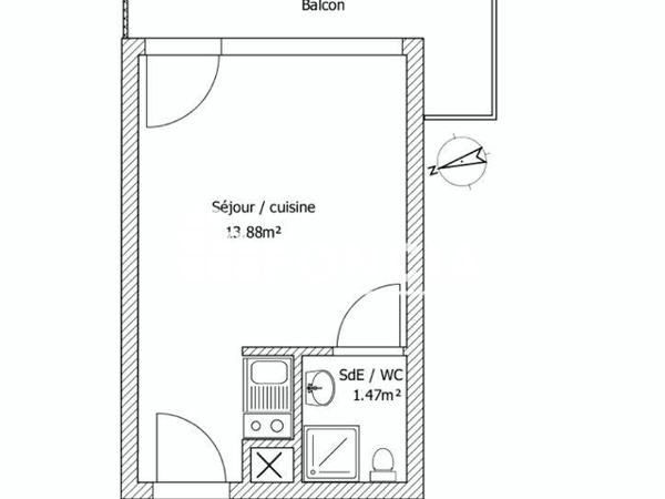 Location Studio meublé 15.35 m² - RUE BLAISE PASCAL Talence 33400