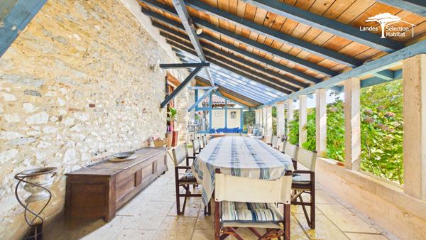 Ensemble immobilier d'exception de 380 m² hab. , piscine, dépendances et revenus locatifs Riviere saas et gourby