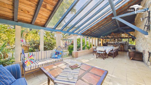 Ensemble immobilier d'exception de 380 m² hab. , piscine, dépendances et revenus locatifs Riviere saas et gourby