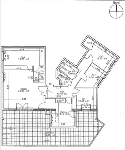 Rare en dernier étage avec terrasse de 60 m² Echirolles Village