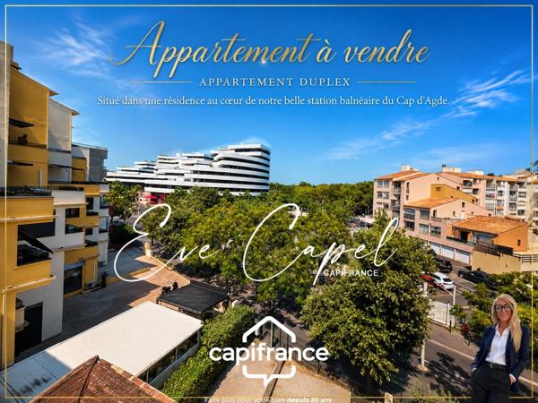 Appartement à vendre 2 pièces LE CAP D'AGDE (34), DUPLEX avec balcon au centre port.