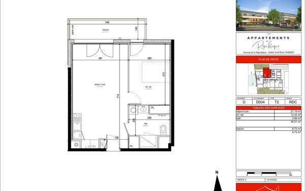 Appartement à vendre    2 pièces • 45,51 m2 Château-Thierry