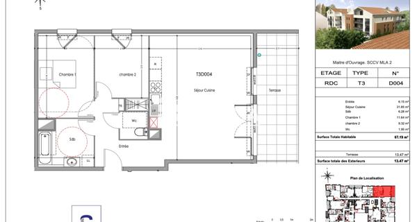 Location Appartement 3 pièces 67.19 m² - Morières-lès-avignon 84310