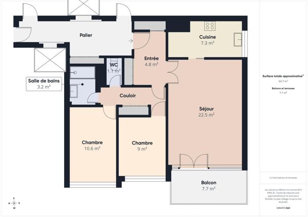 T3 avec Balcon, ascenseur, cave et place de parking
