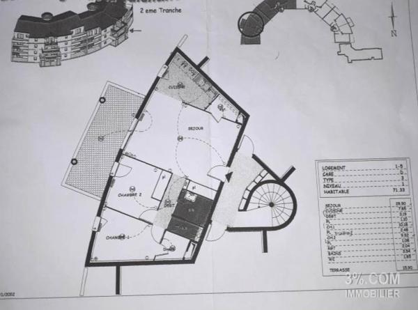 Grand T3 de 72m2 + Terrasse 16m2 + PARKING PRIVEE Tournon-sur-Rhône (07300)