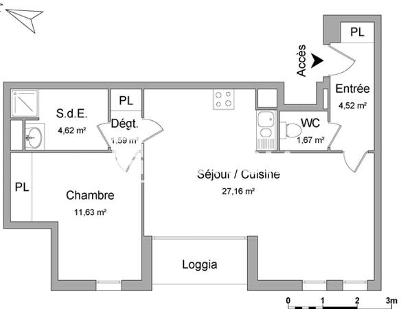 Location Appartement 2 pièces 51.19 m² - ANGLE J.MAILLOTTE / GENERAL DE GAULLE La Madeleine 59110