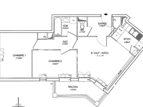 Location Appartement 3 pièces 55.72 m² - 124 RUE JEAN CATELAS Persan 95340