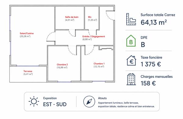 Appartement
         3 pièces
        - 58 m² Exclusivité 192 000 € *