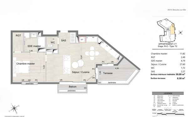 Beaulieu-sur-Mer – 2P appartement-Dernier étage- Programme neuf premium au cœur du centre-ville