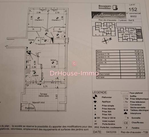 Appartement à vendre 3 pièces de 63 m²