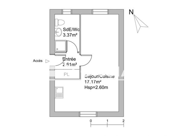 Location Studio 23.15 m² - 12 RUE GRUGET Angers 49000