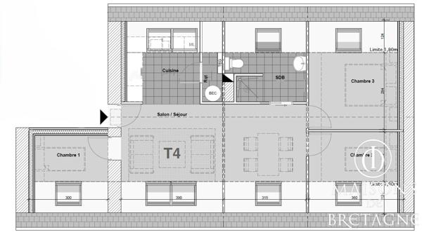 29930 PONT AVEN Appartement Pont Aven 4 pièce(s) 72 m2