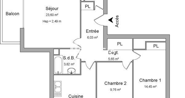 Location Appartement 3 pièces 76.86 m² - Valence 26000