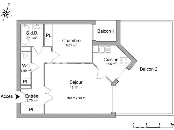 Location Appartement meublé 2 pièces 44.57 m² - 520 CHEMIN DES MAURES Antibes 06600