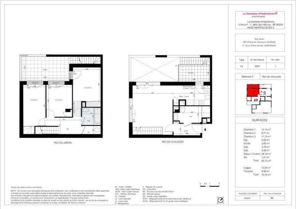 Appartement 4 pièces                                        - 44300 Nantes Réf : 11399