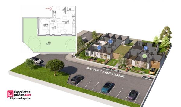 Appartement Le Touquet Paris Plage 2 pièce(s) cabine de 54 m2 avec jardin 73m²