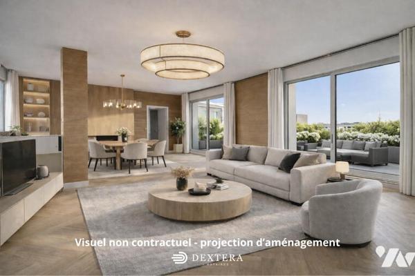 Appartement familial 146 m² 6 pièces dernier étage terrasse 46 m² 2 parkings proche centre-ville