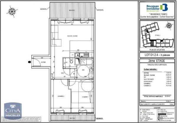 Appartement à louer 3 pièces 63.5m² Corbeil-Essonnes (91100)