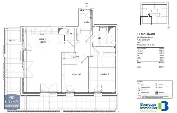 Appartement à louer 3 pièces 66.3m² Rennes (35000)