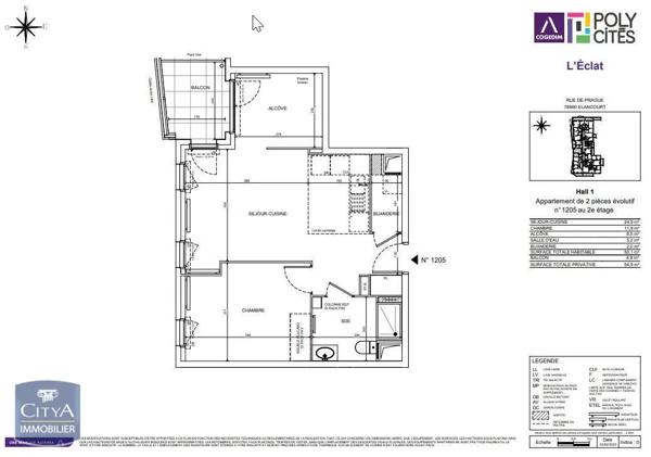 Appartement à louer 2 pièces 50.1m² Élancourt (78990)