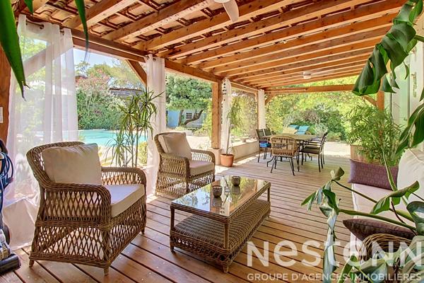 A VENDRE TARADEAU Villa avec piscine sur 1 450 m² de terrain, PROCHE VILLAGE A PIED - 4 chambres, bureau, garage et carport