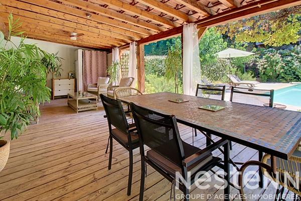 A VENDRE TARADEAU Villa avec piscine sur 1 450 m² de terrain, PROCHE VILLAGE A PIED - 4 chambres, bureau, garage et carport