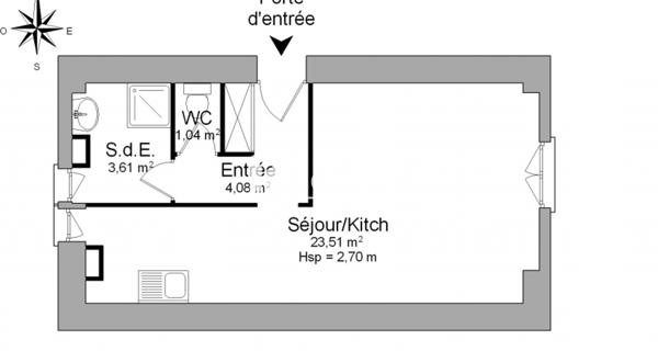 Location Studio 32.24 m² - Limoges 87000