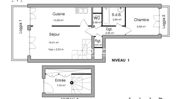 Location Appartement 2 pièces 51.33 m² - Cergy 95000