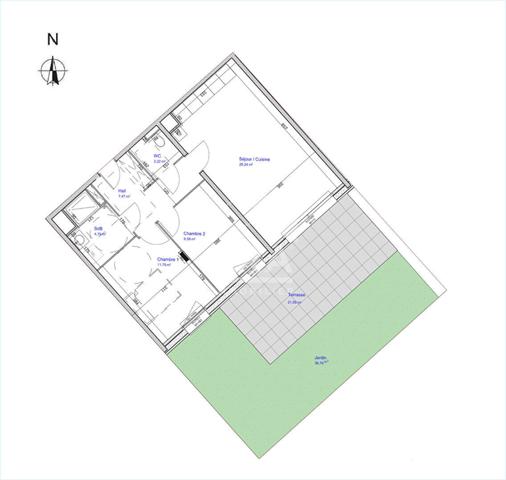 T3 RDC terrasse, jardin et 2 stationnements