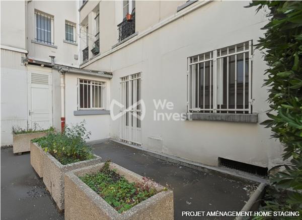 PARIS 18e – 2 PIÈCES 33,51 M² – REZ-DE-CHAUSSÉE SUR COUR – EXTÉRIEUR D’ENVIRON 10 M² – POTENTIEL PROFESSION LIBÉRALE
